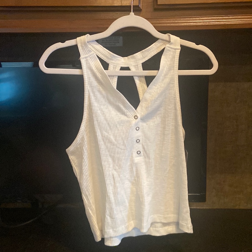 White buttoned tank